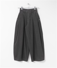 仿舊感打褶寬褲(炭灰色-36-CHARCOAL GRAY)