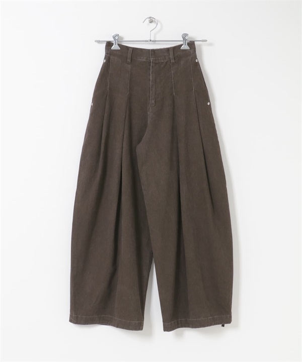 仿舊感打褶寬褲(棕色-36-BROWN)