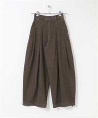 仿舊感打褶寬褲(棕色-36-BROWN)