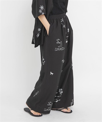 刺青圖案輕便寬褲