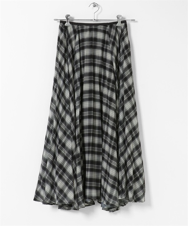 格紋百褶圓裙(黑色x象牙白-one-其他黑色)