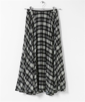 格紋百褶圓裙(黑色x象牙白-one-其他黑色)