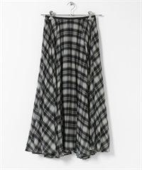 格紋百褶圓裙(黑色x象牙白-one-其他黑色)