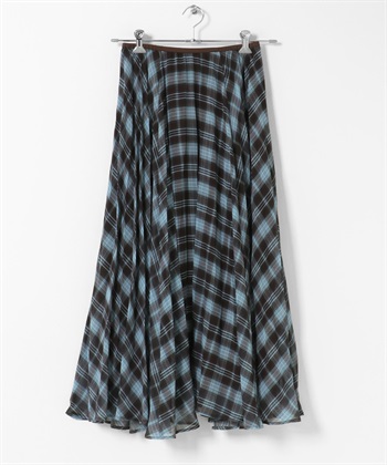 格紋百褶圓裙(棕色x藍色-one-其他棕色)