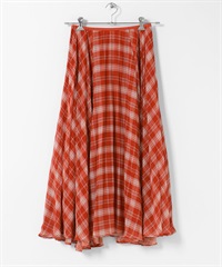 格紋百褶圓裙(紅色x象牙白-one-其他紅色)