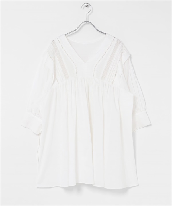 2WAY蕾絲拼接迷你洋裝(米色-one-OFF WHITE)