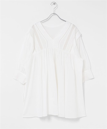 2WAY蕾絲拼接迷你洋裝(米色-one-OFF WHITE)