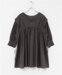 2WAY蕾絲拼接迷你洋裝(炭灰色-one-CHARCOAL GRAY)