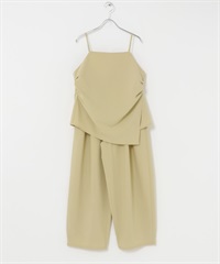 【成套組合】側邊抓皺吊帶背心 x 長褲(膚色-one-BEIGE)