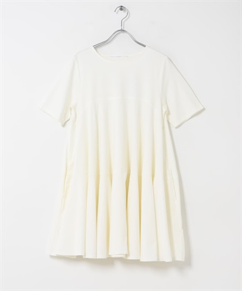 蓬鬆下襬迷你洋裝(米色-one-OFF WHITE)
