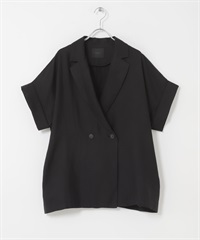 五分袖雙排扣西裝外套(黑色-one-BLACK)