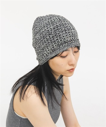 混色針織豆豆帽