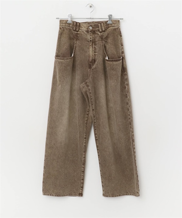 【新色追加】大口袋設計牛仔褲(棕色-34-BROWN)
