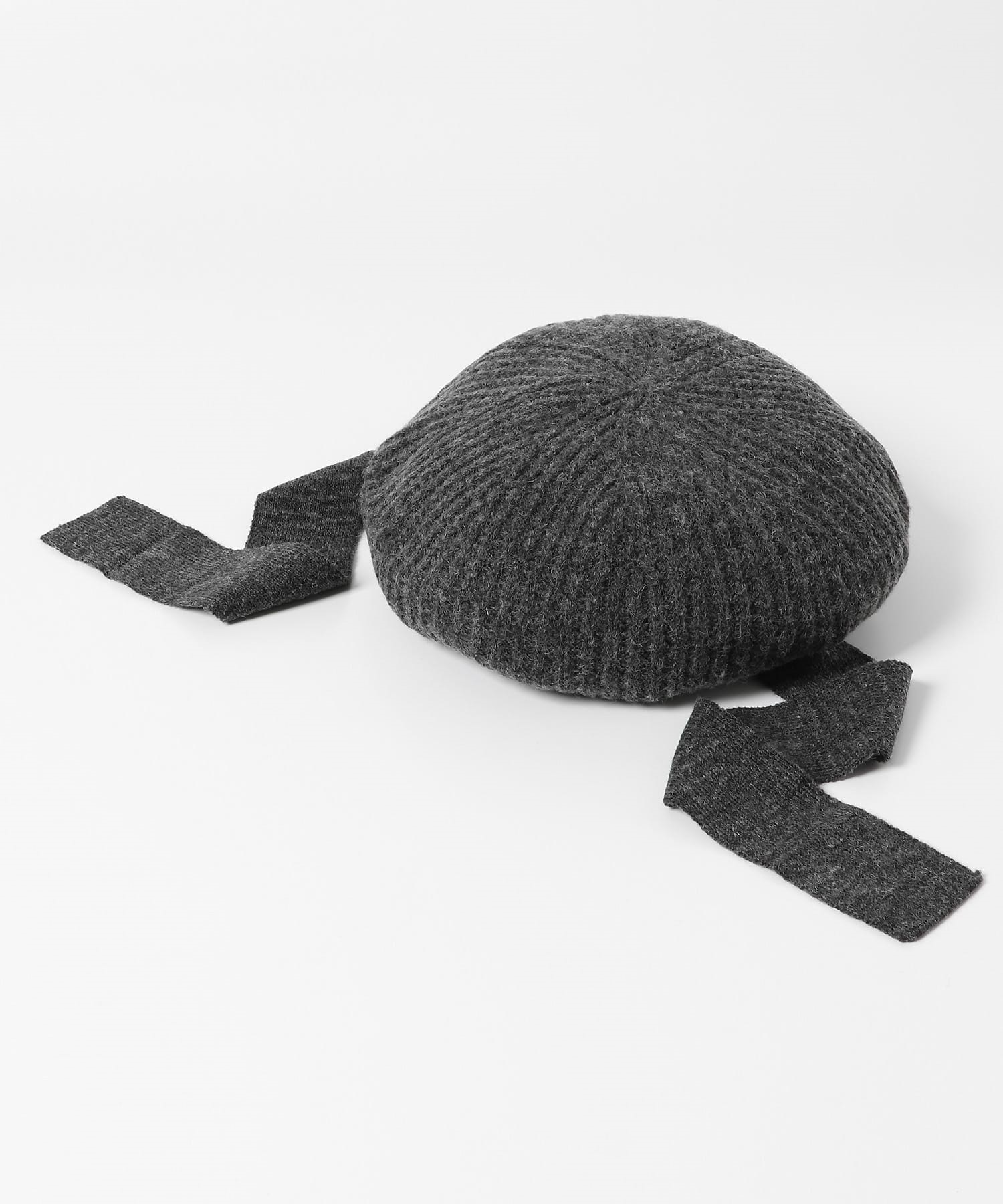 帽帶設計針織貝雷帽(炭灰色-one-CHARCOAL GRAY)