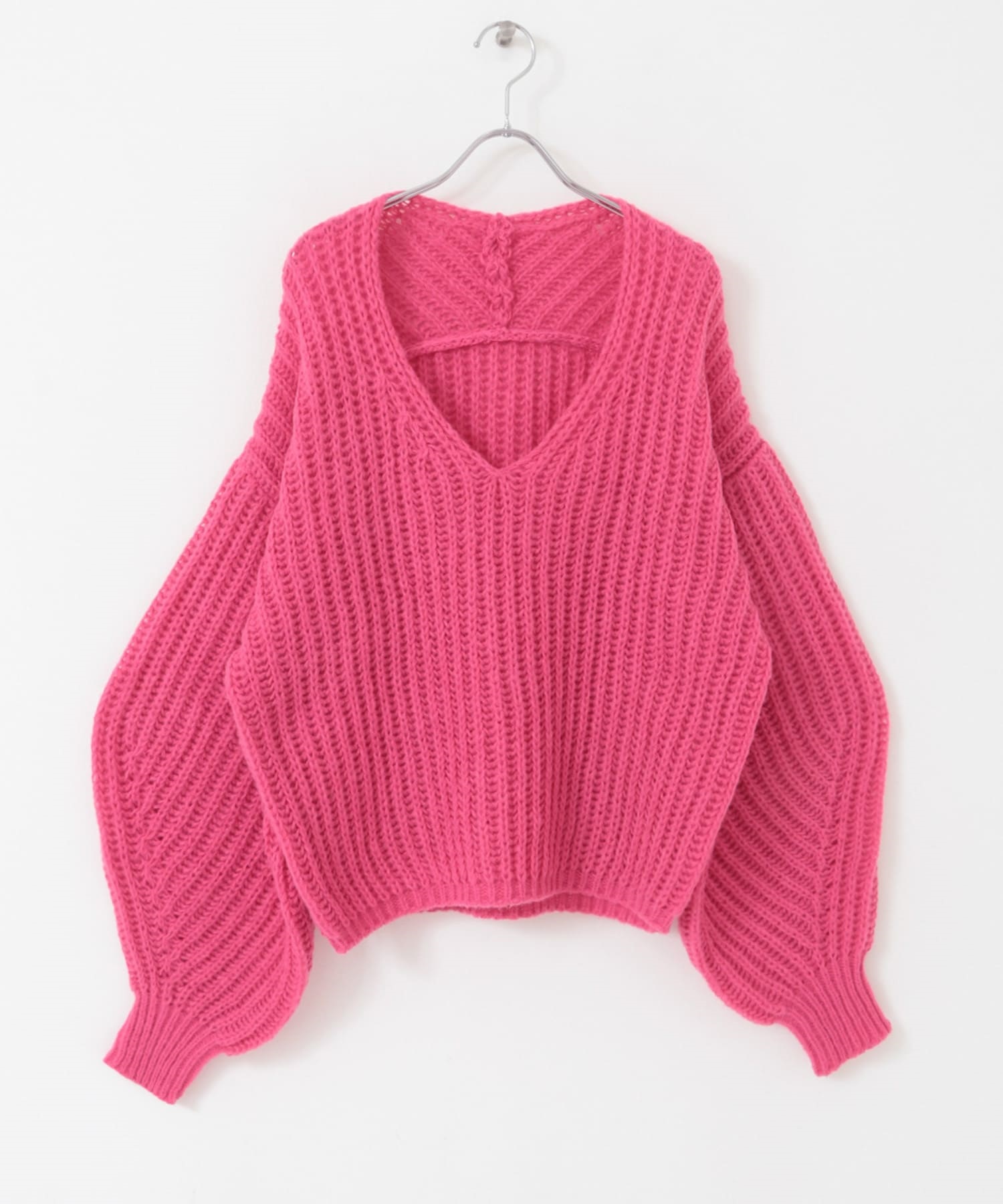 蓬袖針織衫(粉紅色-one-PINK)