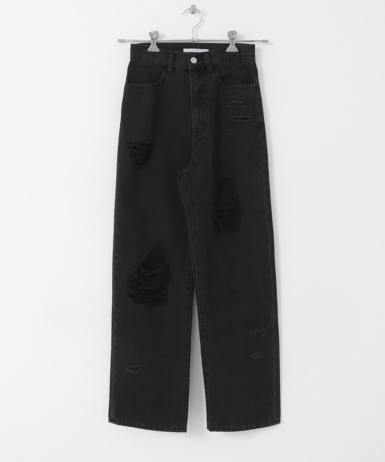 破壞感牛仔褲(黑色-36-BLACK)
