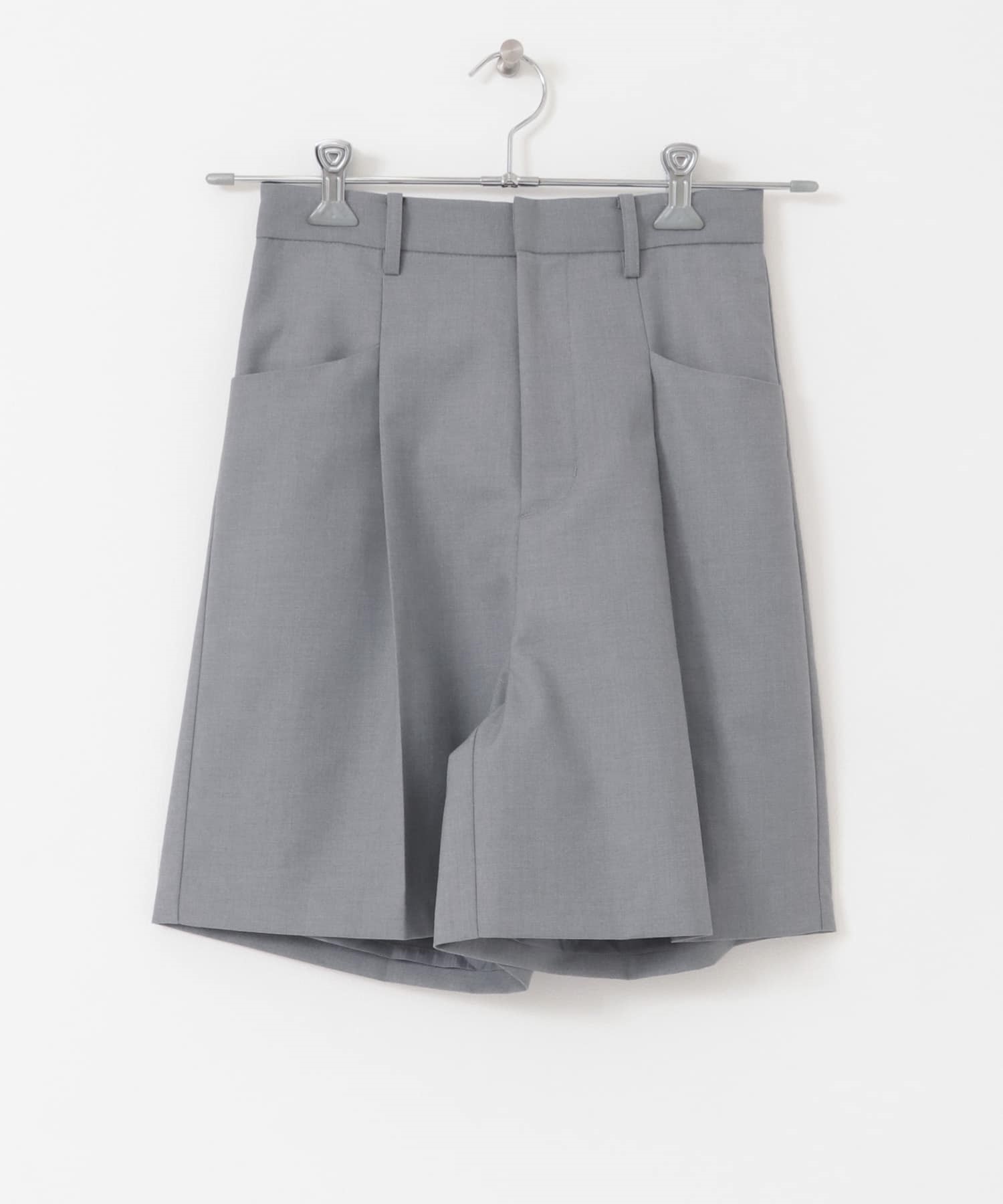 口袋設計打褶短褲(灰色-one-GRAY)