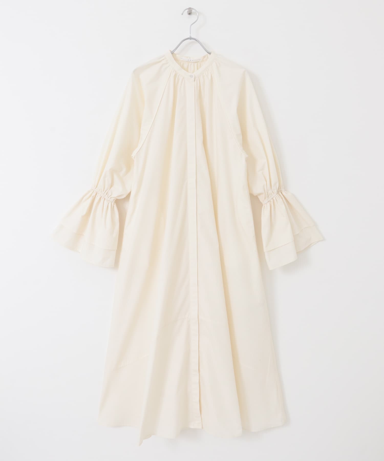 傘狀袖洋裝(米色-36-OFF WHITE)