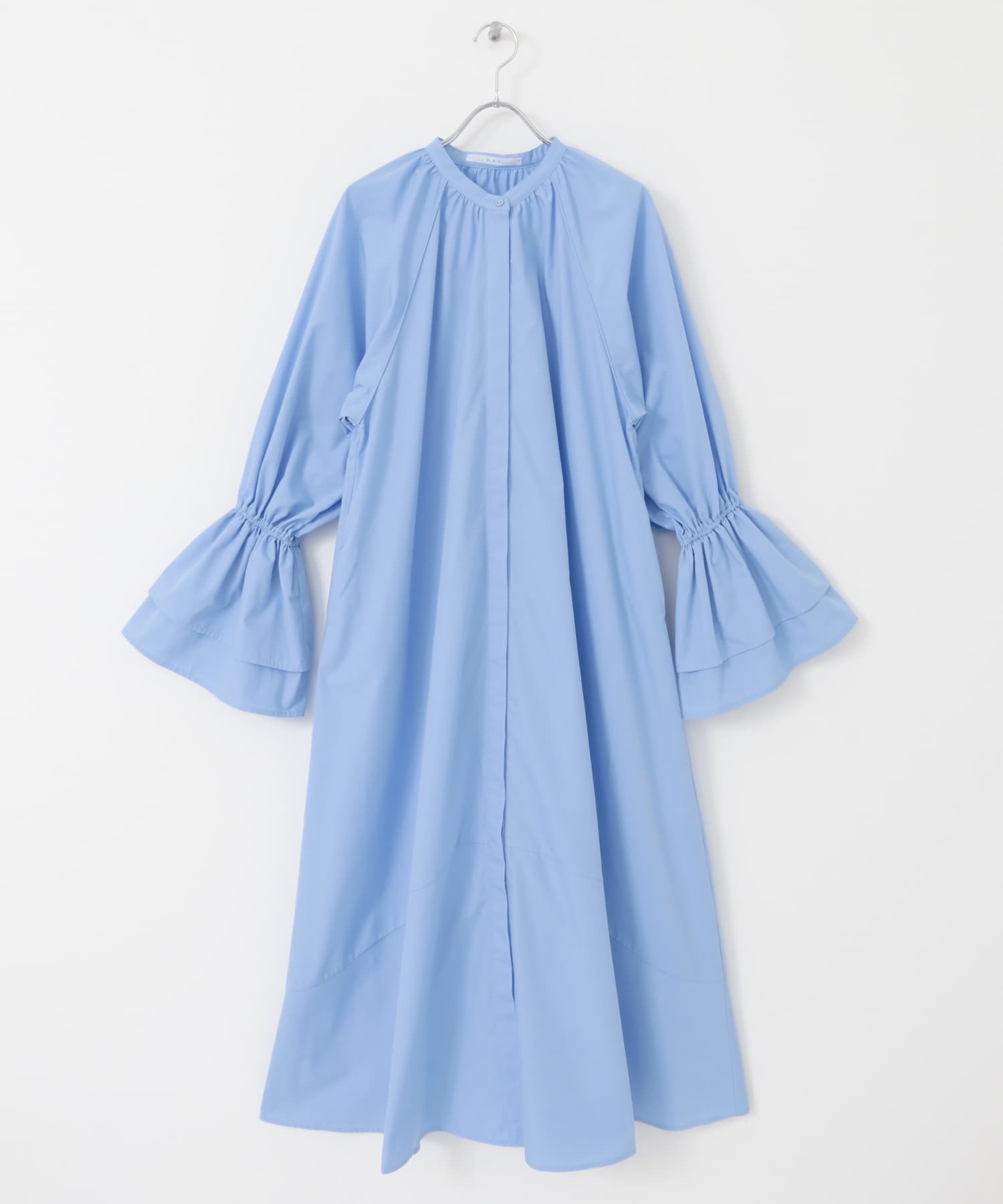 傘狀袖洋裝(藍色-38-BLUE)