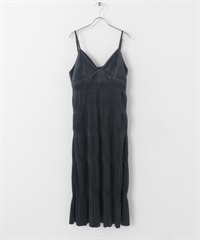 層次縮褶細肩帶洋裝(炭灰色-one-CHARCOAL GRAY)