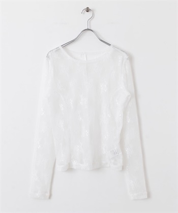 透膚蕾絲T恤(米色-one-OFF WHITE)