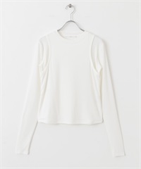 層次感設計長袖T恤(米色-one-OFF WHITE)