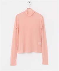 透膚羅紋高領長袖T恤(粉紅色-one-PINK)