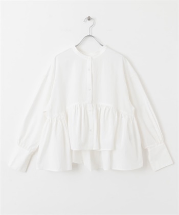 2WAY碎褶罩衫(米色-one-OFF WHITE)
