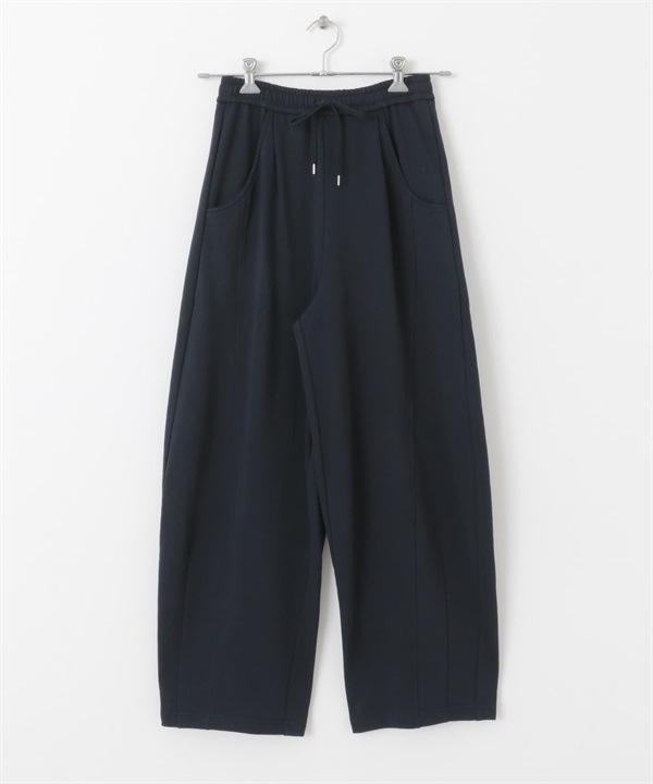 【新色追加】弧線剪裁休閒長褲(藏青色-one-NAVY)