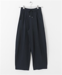 【新色追加】弧線剪裁休閒長褲(藏青色-one-NAVY)