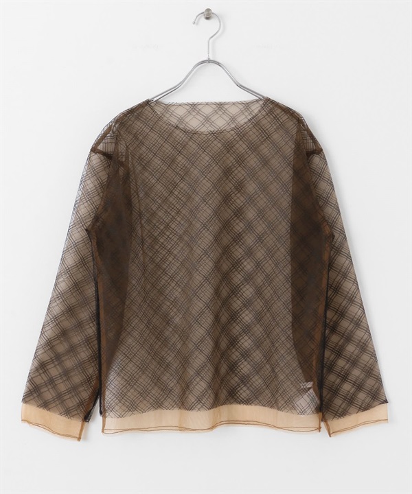 雙面穿薄紗層次上衣(黑色x棕色-one-其他黑色)