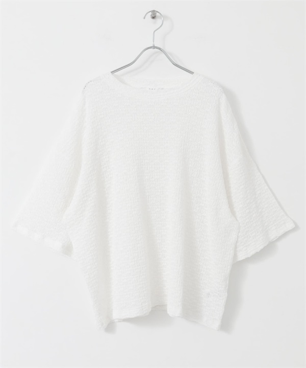 寬鬆蕾絲T恤(米色-one-OFF WHITE)