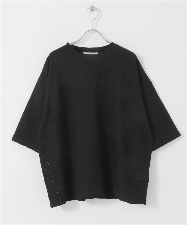 寬鬆蕾絲T恤(黑色-one-BLACK)