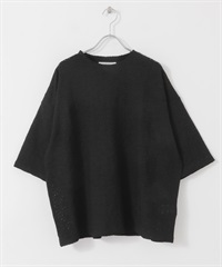 寬鬆蕾絲T恤(黑色-one-BLACK)