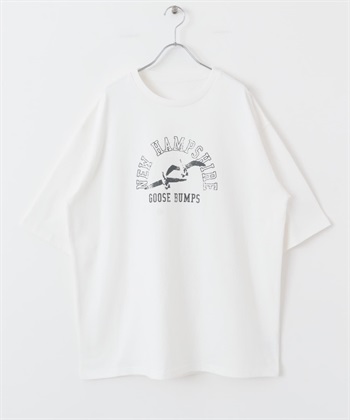 復古仿舊印花T恤(米色-one-OFF WHITE)