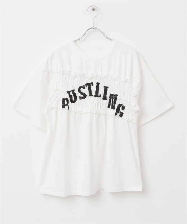 抽褶改造風T恤(米色-one-OFF WHITE)