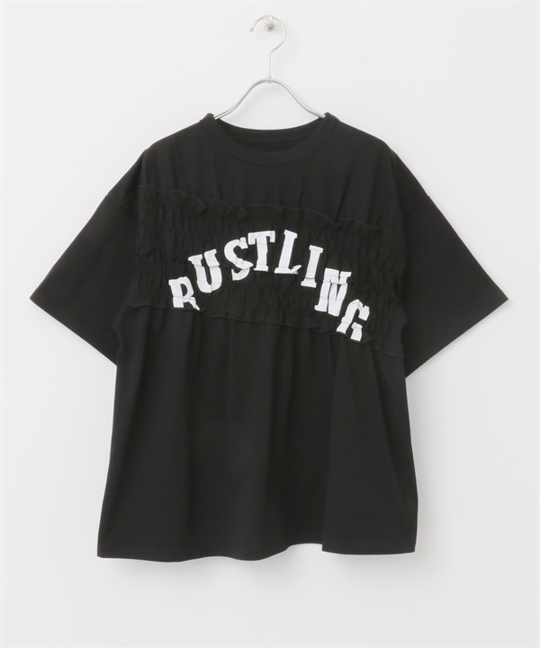 抽褶改造風T恤(黑色-one-BLACK)