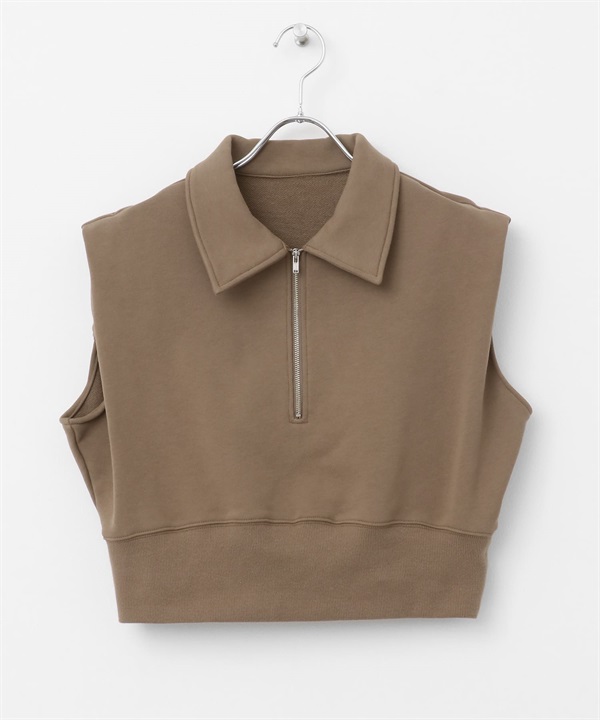 肩部打褶拉鍊休閒上衣(棕色-one-BROWN)