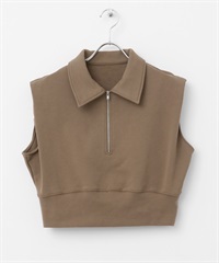 肩部打褶拉鍊休閒上衣(棕色-one-BROWN)