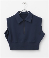 肩部打褶拉鍊休閒上衣(藏青色-one-NAVY)