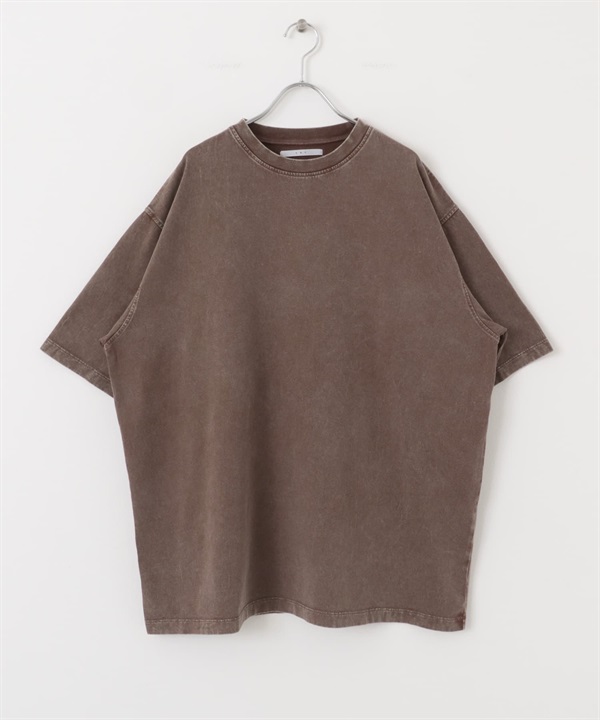 復古仿舊寬版T恤(棕色-one-BROWN)
