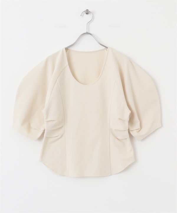 U領圈圈紗上衣(淺膚色-one-L.BEIGE)