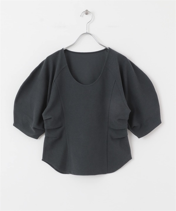 U領圈圈紗上衣(灰藍色-one-其他藍色)