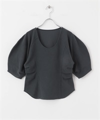 U領圈圈紗上衣(灰藍色-one-其他藍色)