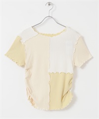 配色拼接設計上衣(象牙白混色-one-其他白色)