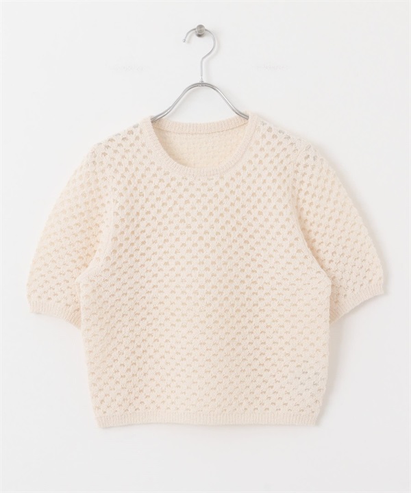 毛圈紗網狀套衫(象牙白-one-IVORY)