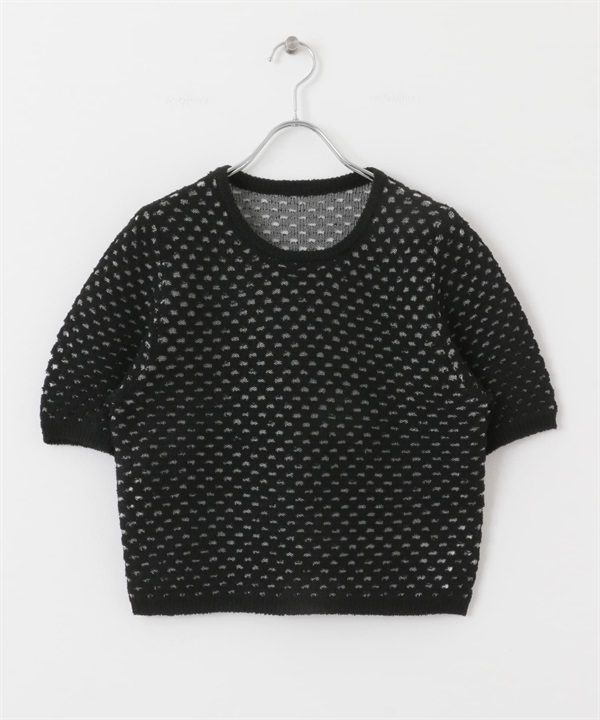 毛圈紗網狀套衫(黑色-one-BLACK)