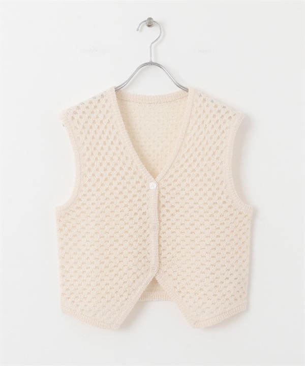 毛圈紗網狀背心(象牙白-one-IVORY)