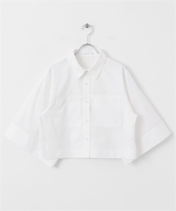 短版五分袖襯衫(米色-one-OFF WHITE)