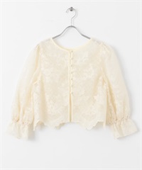 歐根紗刺繡短版罩衫(象牙白-one-IVORY)